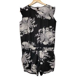 Albion Size Large Fit Shorts Romper in Black & Slate Floral